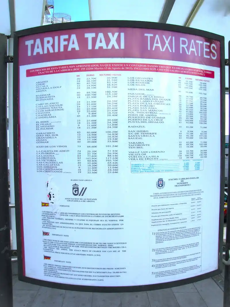 Tenerife taxitarief